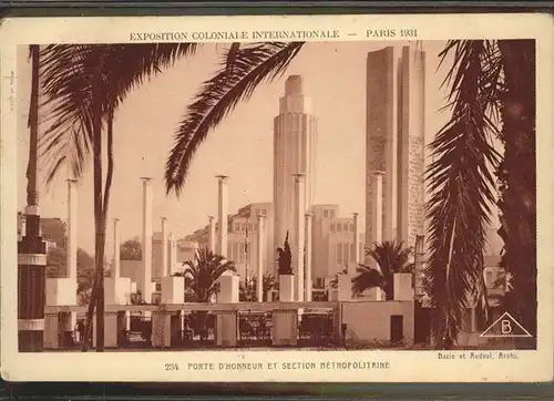 Exposition Coloniale Paris 1931 Porte Honneur  Kat. Expositions