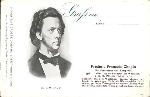 Persoenlichkeiten Frederic Francois Chopin Kat. Persoenlichkeiten
