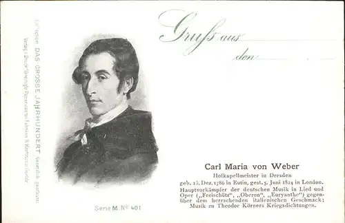 Persoenlichkeiten Carl Maria von Weber Kat. Persoenlichkeiten