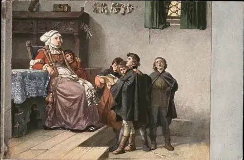 Luther Martin Wartburg Reformationszimmer Luther singt als Currende Schueler bei Frau Cotta  Kat. Persoenlichkeiten