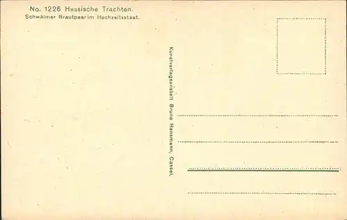 Trachten Hessische Trachten No 1226 Schwaelmer Brautpaar Kat. Trachten