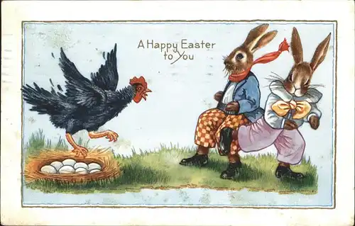Ostern Easter Paques Osterhase Huhn / Greetings /