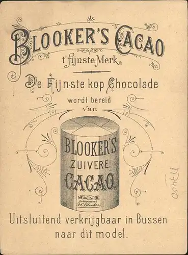 Schokolade Chocolat Blookers s Cacao Werbung