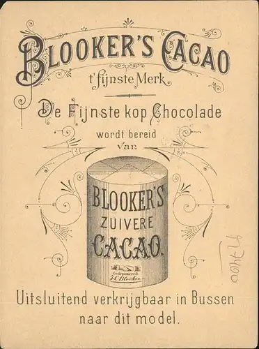 Schokolade Chocolat Blooker s Cacao Werbung