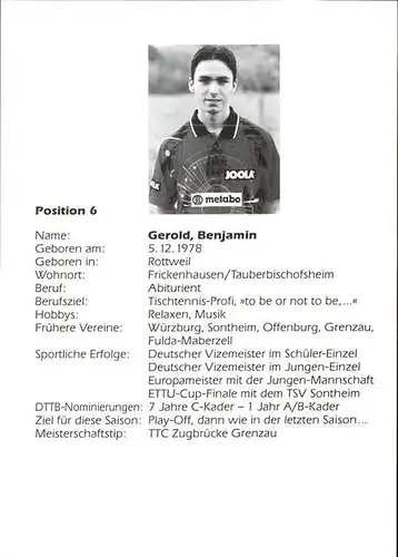 Tischtennis Gerold Benjamin Kat. Sport