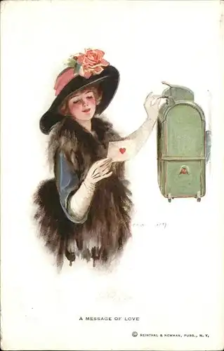 Jugendstil Post Brief Hutmodel Kat. Kuenstler