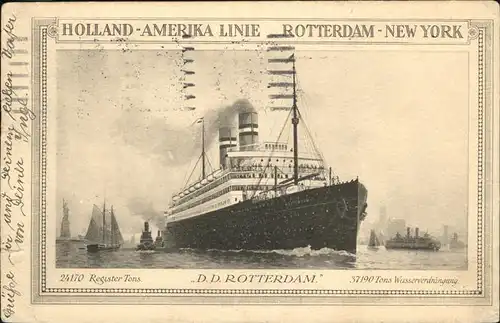 Dampfer Oceanliner D D Rotterdam Holland Amerika Linie Kat. Schiffe