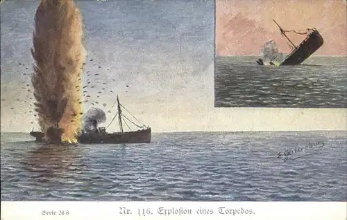 Marine Nr 116 Explosion Torpedo Kat. Schiffe