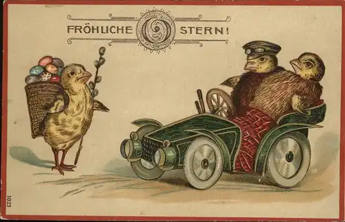 Ostern Easter Paques Kueken Oldtimer  / Greetings /