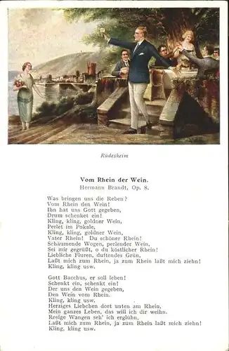 Liederkarte Vom Rhein der Wein Hermann Brandt Kat. Musik