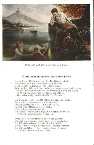 Liederkarte O du wunderschoener deutscher Rhein Kat. Musik