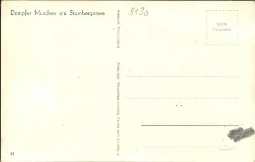 Dampfer Binnenschifffahrt Muenchen Starnbergersee Kat. Schiffe