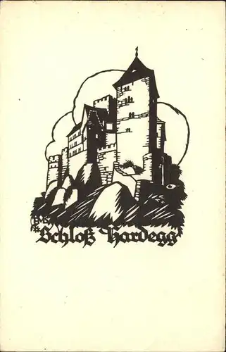 Scherenschnitt Schattenbildkarte Schloss Hardegg AM Schwindt / Besonderheiten /