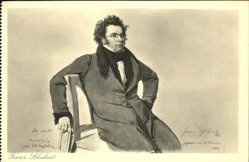 Schubert Franz Aquarell Wilhelm Rieder Nr 1250 Kat. Persoenlichkeiten