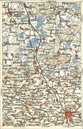 Landkarte auf Ak Wittichenau Lohsa Bautzen