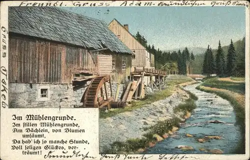 Wassermuehle Muehlengrunde Gedicht Kat. Gebaeude und Architektur