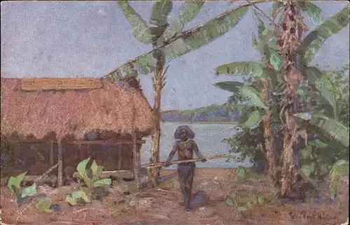 Kuenstlerkarte Peter Paul Mueller Nr 4 Kolonialkriegerdank Papua Neuguinea Kat. Kuenstler