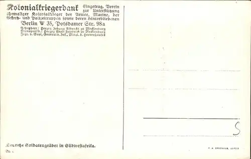 Kuenstlerkarte Rudolf Presber Nr 1 Kolonialkriegerdank Soldatengraeber Kat. Kuenstler