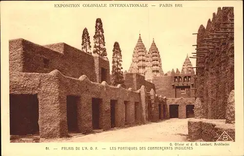 Exposition Coloniale Paris 1931 Palais Portiques Commercants Indigenes Kat. Expositions