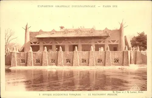 Exposition Coloniale Paris 1931 Afrique occidetale francaise Restaurant Indigene Kat. Expositions