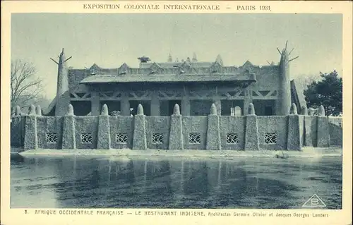 Exposition Coloniale Paris 1931 Afrique occidentale francaise Restaurant Indigene Kat. Expositions