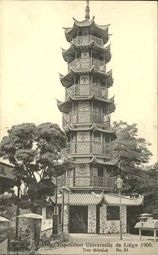 Exposition Universelle Liege 1905 Tour chinoise No 83 Kat. Expositions