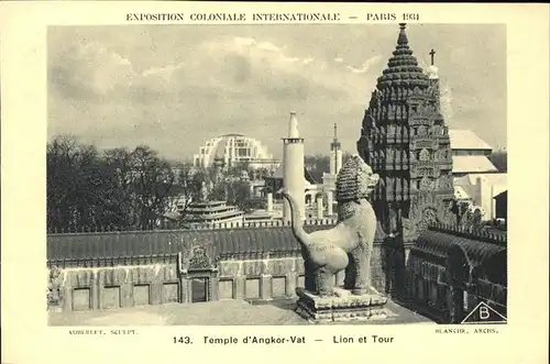 Exposition Coloniale Paris 1931 Temple Angkor Vat Lion et Tour Kat. Expositions