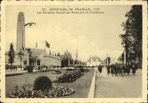Exposition Bruxelles 1935 Parterres fleuries Boulevard du Centenaire Kat. Expositions