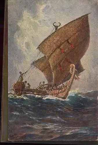 Kuenstlerkarte Hans Bohrdt Kolonialkriegerdank Nr 7 Boot Insel Ugomes Kat. Kuenstler