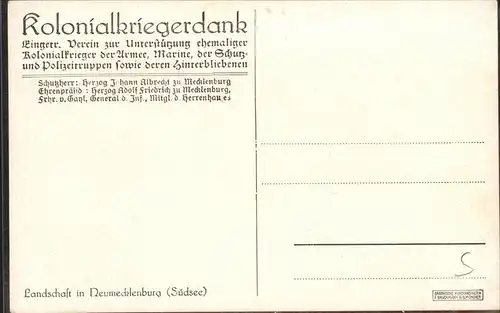 Kuenstlerkarte Ev Baumgarten Kolonialkriegerdank Landschaft Neumecklenburg Kat. Kuenstler