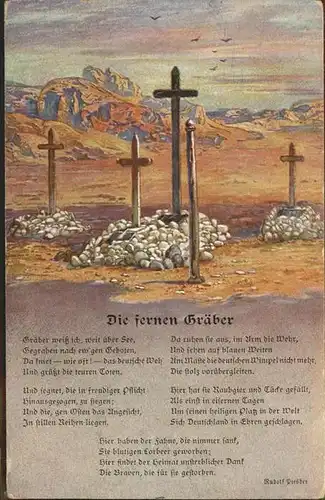 Kuenstlerkarte Rudolf Presber Soldatengraeber Kolonialkriegerdank Nr 1 Kat. Kuenstler