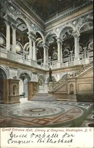 Bibliothek = Library Library of Congress Washington D.C. Entrance Hall Kat. Gebaeude