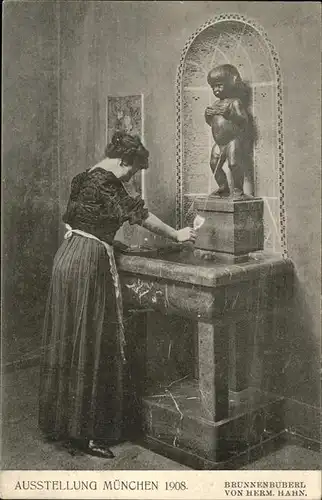 Ausstellung Bayr Landes Muenchen 1908 Brunnenbuberl von Herm. Hahn. Nr. 230 Kat. Expositions