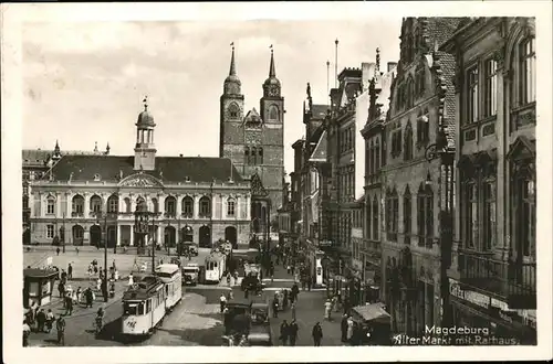 Strassenbahn Magedeburg Alter Markt Rathaus Kat. Bahnen