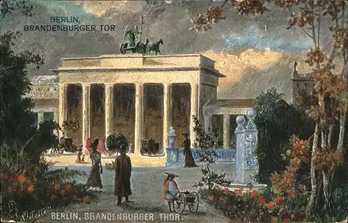 Brandenburgertor Berlin Kuenstlerkarte Oilette Kat. Gebude und Architektur