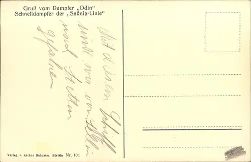 Dampfer Binnenschifffahrt Odin Sassnitz Linie Kat. Schiffe