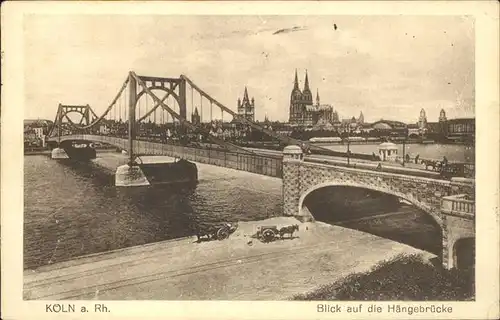 Bruecken Bauwerke Koeln am Rhein Haengerbruecke Kat. Bruecken