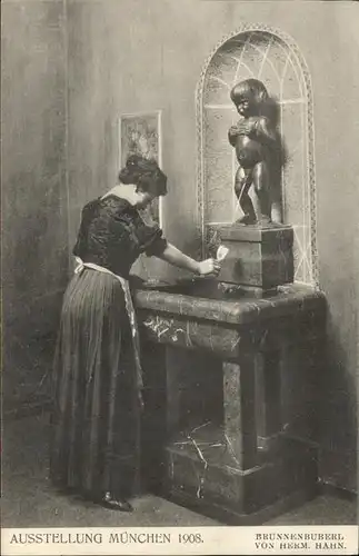 Ausstellung Bayr Landes Muenchen 1908 Brunnenbuberl Herm. Hahn. Nr. 230 Kat. Expositions