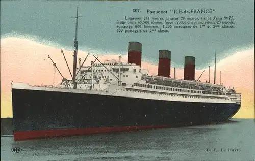 Dampfer Oceanliner Paquebot ILE de France  Kat. Schiffe