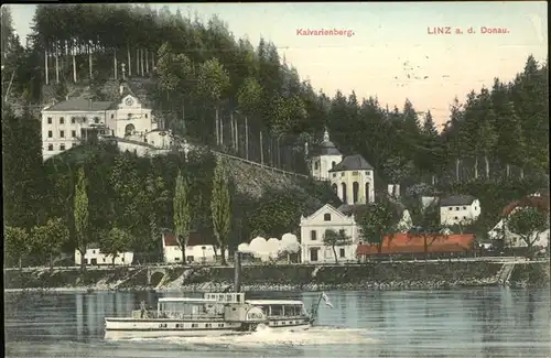 Dampfer Seitenrad Linz Donau Kalvarienberg Kat. Schiffe