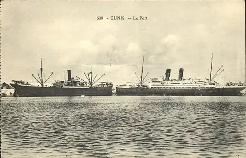 Dampfer Oceanliner Tunis Port Hafen Kat. Schiffe