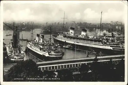 Dampfer Oceanliner Genova Porto Hafen Kat. Schiffe