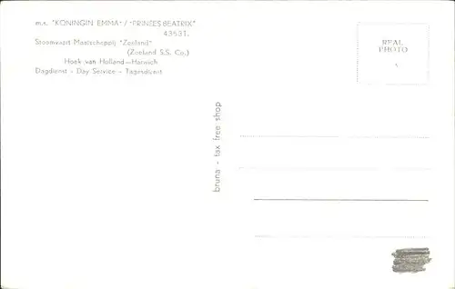 Dampfer Oceanliner M.S. Koenigin Emma Prinses Beatrix Kat. Schiffe
