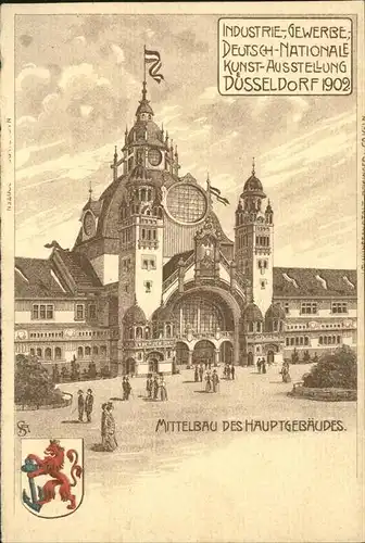 Ausstellung Industrie Gewerbe Kunst Duesseldorf 1902 Mittelbau Hauptgebaeude Kat. Expositions