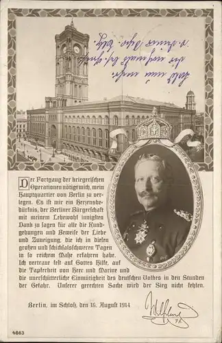 Wilhelm II Berlin Schloss Kat. Persoenlichkeiten