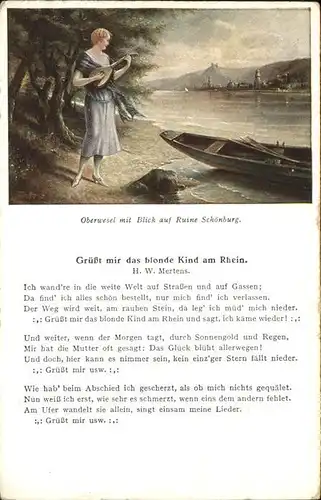 Liederkarte Kind vom Rhein Oberwesel Rheinlieder Nr. 9 Kat. Musik