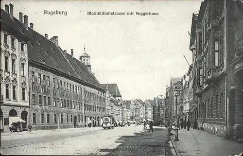 Strassenbahn Augsburg Maximilianstr. Fuggerhaus Kat. Bahnen