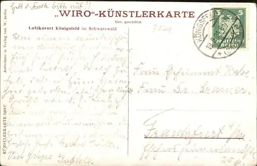 Kuenstlerkarte Wiro Koenigsfeld Schwarzwald