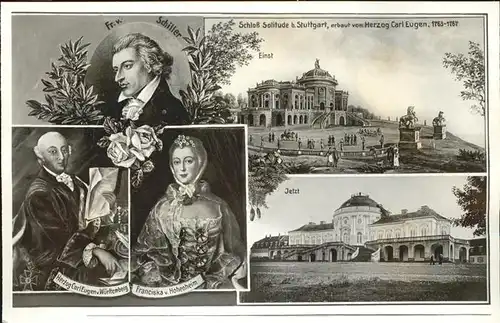 wz85059 Schiller Friedrich Schloss Solitude Stuttgart Franciska v. Hohenheim  Kategorie. Dichter Alte Ansichtskarten