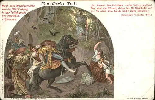 Gemaelde Wandgemaelde Gesslers Tod Schillers Wilhelm Tell Kat. Malerei und Gemaelde